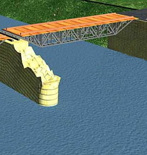 Восстановление разрушенного моста из элементов РММ-4