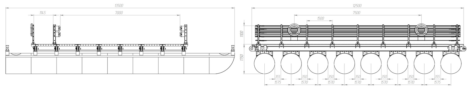 Размеры звено (понтон) МПКТ-2.1.8-70 чертеж
