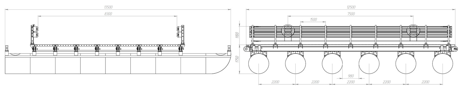 Размеры звено (понтон) МПКТ-2.0.6-83 чертеж