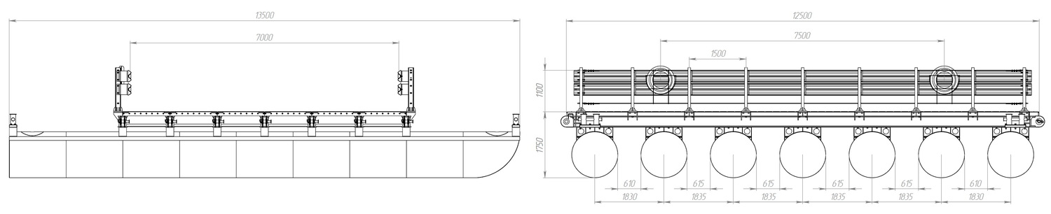 Размеры звено (понтон) МПКТ-2.0.7-70 чертеж