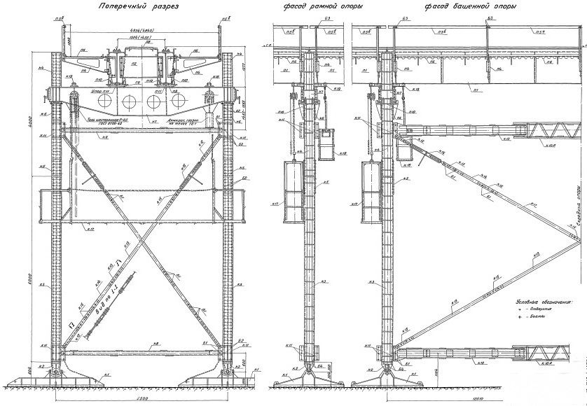 Фасад рамной опоры эстакады РЭМ-500