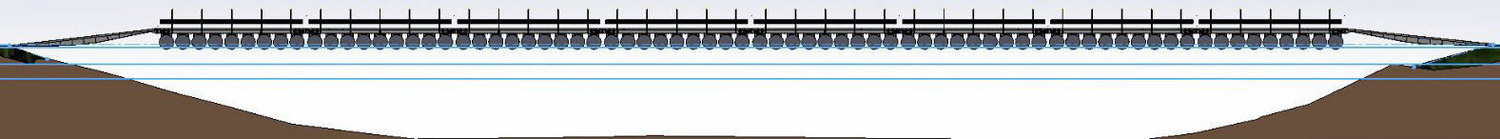 Сопряжение аппарели при эксплуатации наплавного  моста на верхнем эксплуатационном уровне