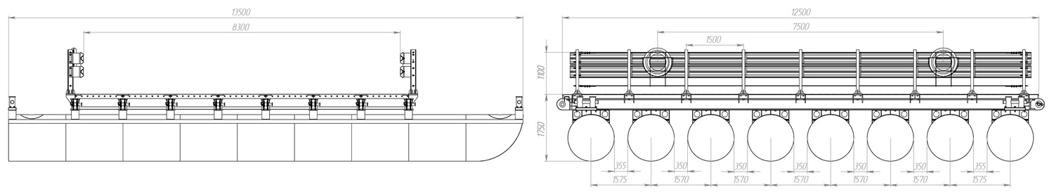 Размеры звено (понтон) МПКТ-2.0.8-83 чертеж
