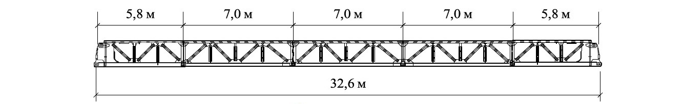 схема мостового пролета САРМ 35,6м