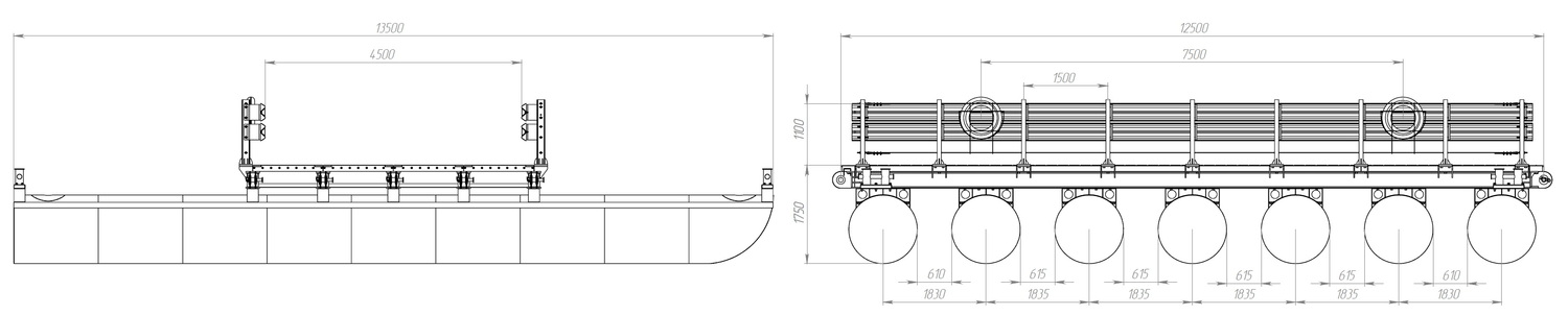 Размеры звено (понтон) МПКТ-2.0.7-45 чертеж