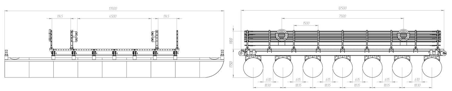 Размеры звено (понтон) МПКТ-2.2.7-45 чертед
