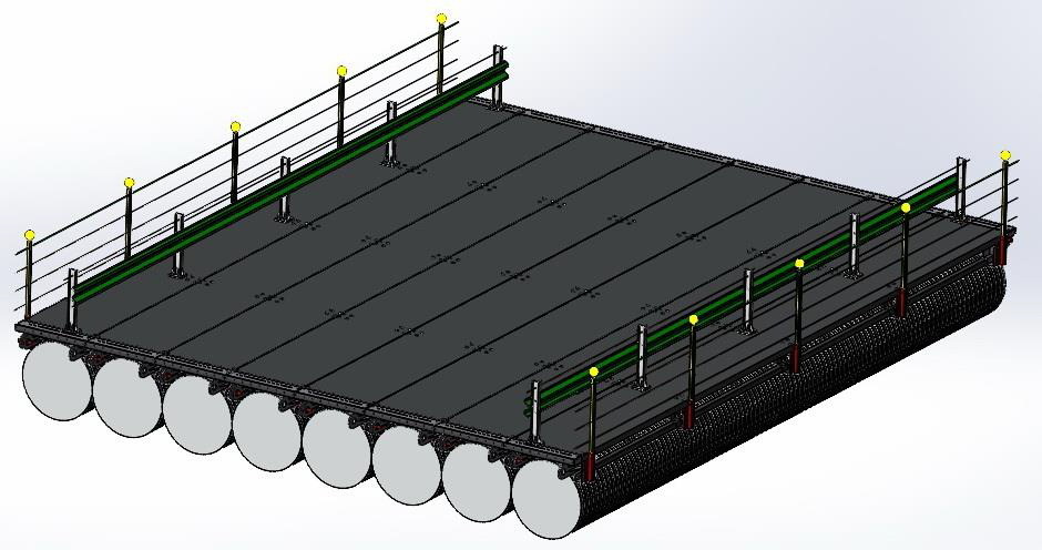 Наплавной мост МПКТ-1/Г8/120 (П) с 2 пешеходными тротуарами