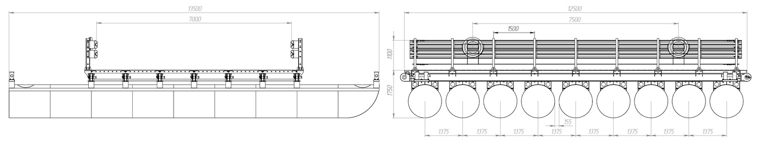 Размеры звено (понтон) МПКТ-2.0.9-70 чертеж