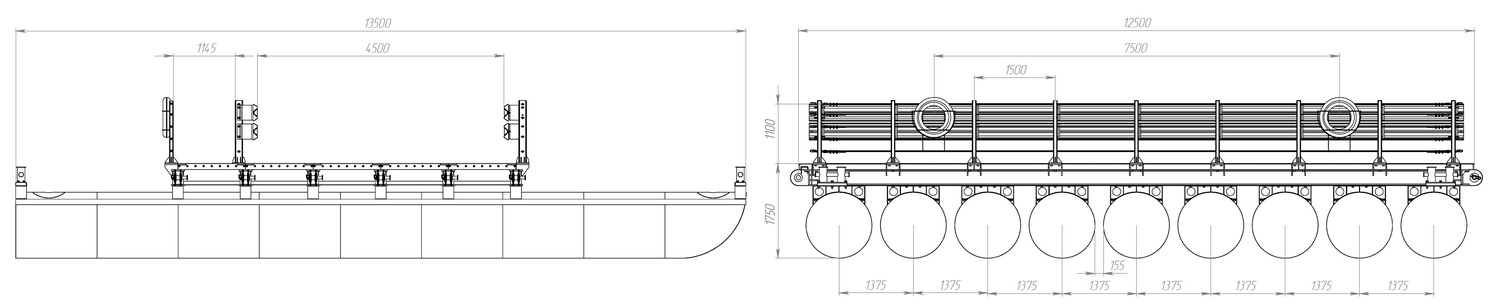 Резверы звено (понтон) МПКТ-2.1.9-45 чертеж