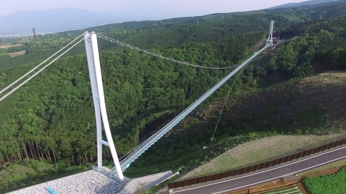 Пешеходный висячий стальной мост "Небесная тропа Мисима" Mishima Skywalk