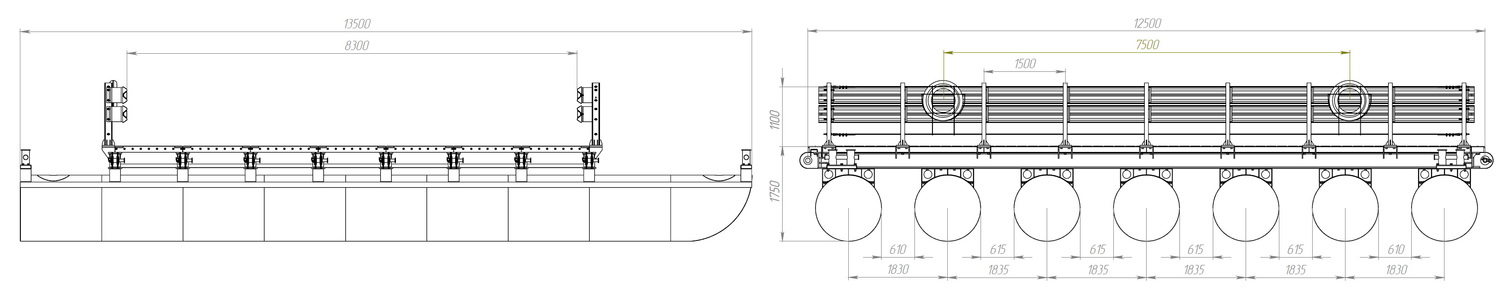 Размеры звено (понтон) МПКТ-2.0.7-83 чертеж